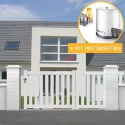PACKIT Portail Aluminium Coulissant Ajouré En Kit+ Motorisation Dimension L.3000 (entre Piliers) X H.1200 Mm Couleurs Blanc (RAL 9010) -Portail Soldes Boutique 10267050 4