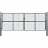 Portail En Maille De Jardin Acier Galvanisé 400 X 150 Cm Gris VidaXL -Portail Soldes Boutique 10442744 1