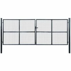 Portail En Maille De Jardin Acier Galvanisé 400 X 150 Cm Gris VidaXL