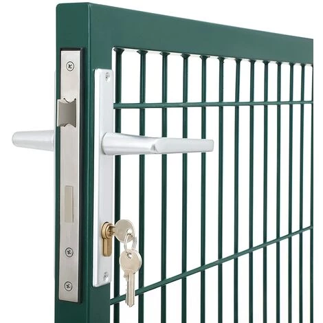 SONGMICS Portillon Grillagé Portillon Soudé Acier Galvanisé Robuste Durable Avec Serrure Et Clés Dimensions Du Portillon: 106 X 100cm Dimensions Des Mailles: 50 X 200mm Vert GGD250L - Vert 5 SONGMICS Portillon Grillagé Portillon Soudé Acier Galvanisé Robuste Durable Avec Serrure Et Clés Dimensions Du Portillon: 106 X 100cm Dimensions Des Mailles: 50 X 200mm Vert GGD250L - Vert – Image 3