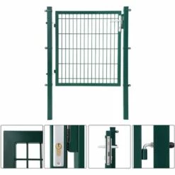 SONGMICS Portillon Grillagé Portillon Soudé Acier Galvanisé Robuste Durable Avec Serrure Et Clés Dimensions Du Portillon: 106 X 100cm Dimensions Des Mailles: 50 X 200mm Vert GGD250L - Vert 10 SONGMICS Portillon Grillagé Portillon Soudé Acier Galvanisé Robuste Durable Avec Serrure Et Clés Dimensions Du Portillon: 106 X 100cm Dimensions Des Mailles: 50 X 200mm Vert GGD250L - Vert -Portail Soldes Boutique 11281484 4