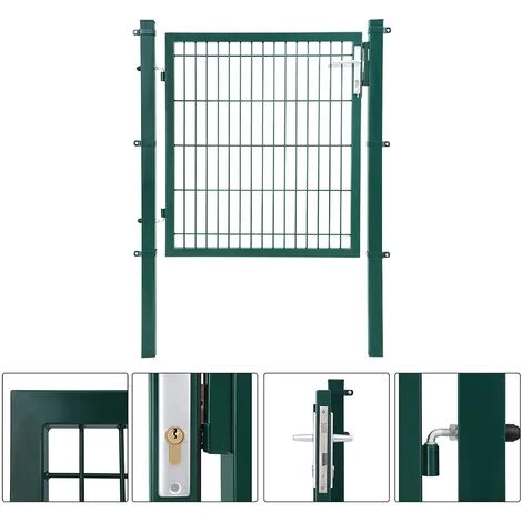 SONGMICS Portillon Grillagé Portillon Soudé Acier Galvanisé Robuste Durable Avec Serrure Et Clés Dimensions Du Portillon: 106 X 100cm Dimensions Des Mailles: 50 X 200mm Vert GGD250L - Vert 6 SONGMICS Portillon Grillagé Portillon Soudé Acier Galvanisé Robuste Durable Avec Serrure Et Clés Dimensions Du Portillon: 106 X 100cm Dimensions Des Mailles: 50 X 200mm Vert GGD250L - Vert – Image 4