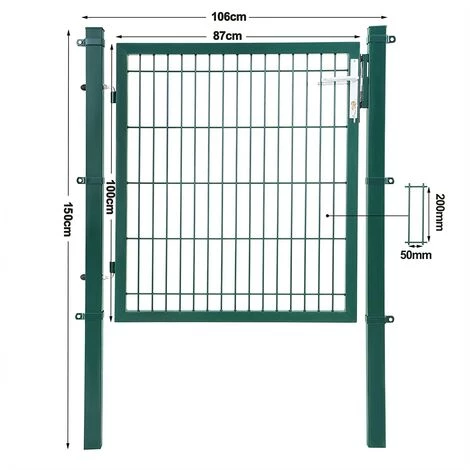 SONGMICS Portillon Grillagé Portillon Soudé Acier Galvanisé Robuste Durable Avec Serrure Et Clés Dimensions Du Portillon: 106 X 100cm Dimensions Des Mailles: 50 X 200mm Vert GGD250L - Vert 7 SONGMICS Portillon Grillagé Portillon Soudé Acier Galvanisé Robuste Durable Avec Serrure Et Clés Dimensions Du Portillon: 106 X 100cm Dimensions Des Mailles: 50 X 200mm Vert GGD250L - Vert – Image 5