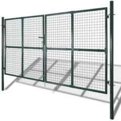 VIDAXL Portail Double Pour Clôture En Acier Laqué - 142025 - Vert