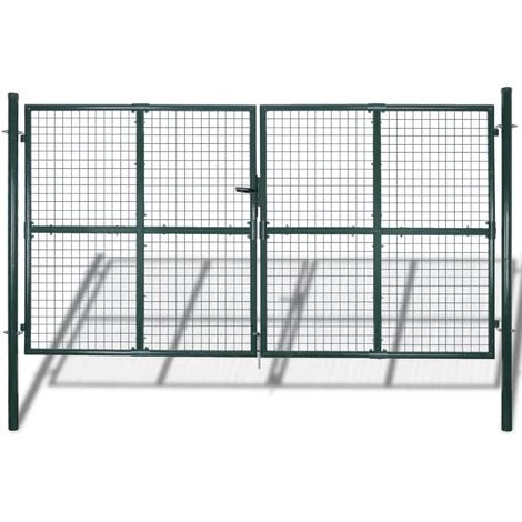 VIDAXL Portail Double Pour Clôture En Acier Laqué - 142025 - Vert 4 VIDAXL Portail Double Pour Clôture En Acier Laqué - 142025 - Vert – Image 2