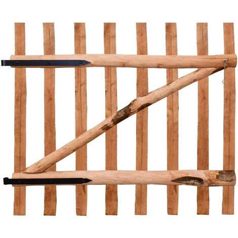 VIDAXL Portillon De Clôture Bois De Noisetier Imprégné 100 X 90 Cm - Brun 4 VIDAXL Portillon De Clôture Bois De Noisetier Imprégné 100 X 90 Cm - Brun – Image 2