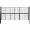 VIDAXL Portail En Maille De Jardin Acier Galvanisé 400 X 175 Cm Gris - Clôtures Et Barrières - Portillons - Gris - Gris -Portail Soldes Boutique 14269432 1