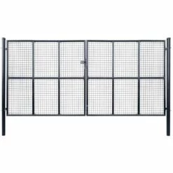 VIDAXL Portail En Maille De Jardin Acier Galvanisé 400 X 175 Cm Gris - Clôtures Et Barrières - Portillons - Gris - Gris