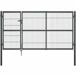 VidaXL Portillon Avec Poteaux Acier 350 X 140 Cm Anthracite - Anthracite