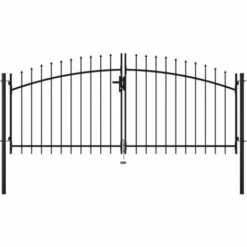 Double Portail Avec Haut Sous Forme De Lance 300 X 150 Cm VidaXL - Noir