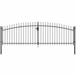 Double Portail Avec Haut Sous Forme De Lance 400 X 150 Cm VidaXL - Noir