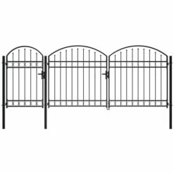 VidaXL Portail De Jardin Avec Dessus Arqué Acier 2,25 X 4 M Noir - Noir