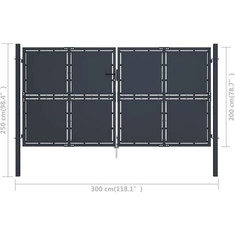 Portail De Jardin Acier 300 X 200 Cm Anthracite VidaXL - Anthracite 5 Portail De Jardin Acier 300 X 200 Cm Anthracite VidaXL - Anthracite – Image 3