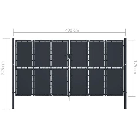 Portail De Jardin Acier 400 X 175 Cm Anthracite VidaXL - Anthracite 5 Portail De Jardin Acier 400 X 175 Cm Anthracite VidaXL - Anthracite – Image 3
