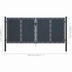 Portail De Jardin Acier 300 X 125 Cm Anthracite VidaXL - Anthracite -Portail Soldes Boutique 18379370 3