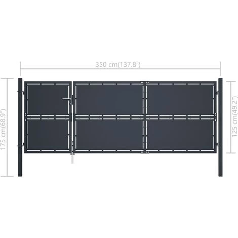Portail De Jardin Acier 350 X 125 Cm Anthracite VidaXL - Anthracite 5 Portail De Jardin Acier 350 X 125 Cm Anthracite VidaXL - Anthracite – Image 3