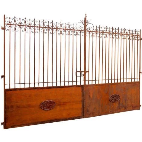 BISCOTTINI PORTAIL EN FER PORTE AJOURÉ PLEIN L400XPR8XH272 CM 3 BISCOTTINI PORTAIL EN FER PORTE AJOURÉ PLEIN L400XPR8XH272 CM