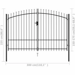 Portillon Double Porte Avec Dessus à Pointe Acier 3x1,75 M Noir VidaXL 11 Portillon Double Porte Avec Dessus à Pointe Acier 3x1,75 M Noir VidaXL -Portail Soldes Boutique 18754269 5