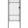VidaXL Portillon Simple Porte Avec Dessus Arqué Acier 1x1,75 M Noir - Noir -Portail Soldes Boutique 18754311 1