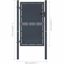 ASUPERMALL Portail De Jardin Acier 100 X 125 Cm Anthracite -Portail Soldes Boutique 19766407 4