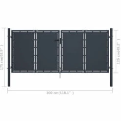 ASUPERMALL Portail De Jardin Acier 300 X 125 Cm Anthracite -Portail Soldes Boutique 19766418 5