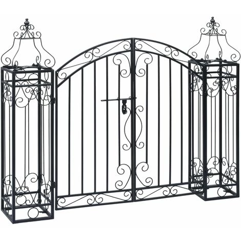 VidaXL Portillon Ornemental De Jardin Fer Forgé 122x20,5x100 Cm - Noir 4 VidaXL Portillon Ornemental De Jardin Fer Forgé 122x20,5x100 Cm - Noir – Image 2