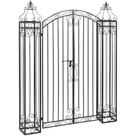 VidaXL Portillon Ornemental De Jardin Fer Forgé 122x20,5x160 Cm - Noir 4 VidaXL Portillon Ornemental De Jardin Fer Forgé 122x20,5x160 Cm - Noir – Image 2