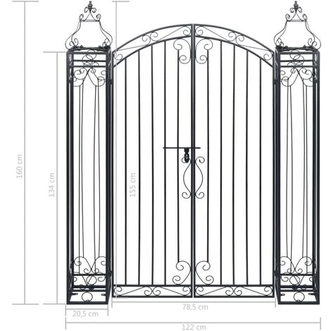 ASUPERMALL Portillon Ornemental De Jardin Fer Forge 122x20,5x160 Cm 5 ASUPERMALL Portillon Ornemental De Jardin Fer Forge 122x20,5x160 Cm – Image 3