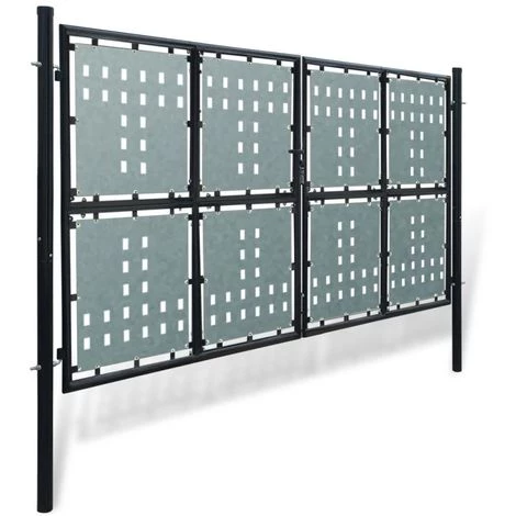 Topdeal Portail Simple De Clôture Noir 300x225 Cm 4 Topdeal Portail Simple De Clôture Noir 300x225 Cm – Image 2
