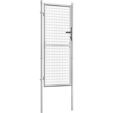 Topdeal Porte De Jardin Acier Galvanisé 105x250 Cm Argenté 4 Topdeal Porte De Jardin Acier Galvanisé 105x250 Cm Argenté – Image 2