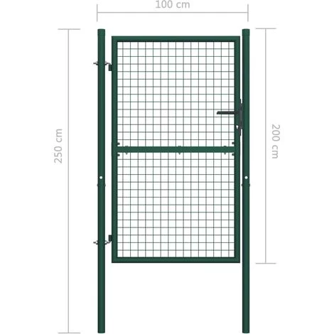 Topdeal Portail De Clôture Acier 100x200 Cm Vert 7 Topdeal Portail De Clôture Acier 100x200 Cm Vert – Image 5