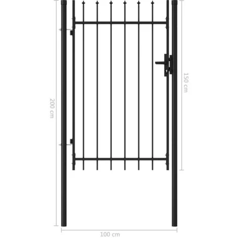 Topdeal Portillon Simple Porte Avec Dessus à Pointe Acier 1x1,5 M Noir 7 Topdeal Portillon Simple Porte Avec Dessus à Pointe Acier 1x1,5 M Noir – Image 5