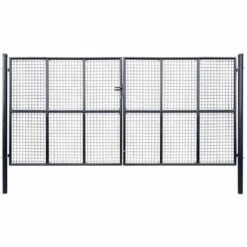 YOUTHUP Portail En Maille De Jardin Acier Galvanisé 400 X 200 Cm Gris - Gris