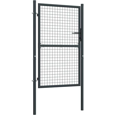 YOUTHUP Portail En Maille De Jardin Acier Galvanisé 100 X 250 Cm Gris - Gris 4 YOUTHUP Portail En Maille De Jardin Acier Galvanisé 100 X 250 Cm Gris - Gris – Image 2