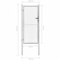 Hommoo Porte De Jardin Acier Galvanise 105x225 Cm Argente HDV06156 -Portail Soldes Boutique 25001318 5