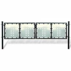HOMMOO Portillon De Jardin Double Noir 300 X 150 Cm HDV04113