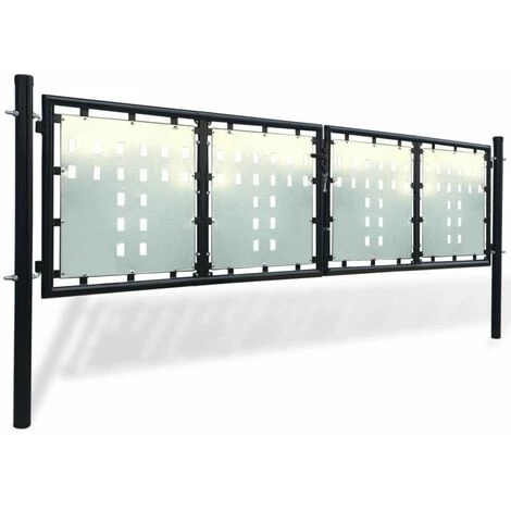 HOMMOO Portillon De Jardin Double Noir 300 X 150 Cm HDV04113 4 HOMMOO Portillon De Jardin Double Noir 300 X 150 Cm HDV04113 – Image 2