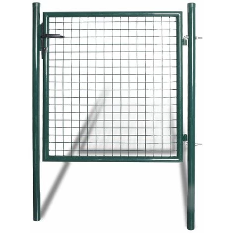 Hommoo Portail De Cloture A Porte Simple Acier Enduit De Poudre HDV04254 3 Hommoo Portail De Cloture A Porte Simple Acier Enduit De Poudre HDV04254