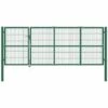 Hommoo Portail De Cloture De Jardin Avec Poteaux 350x120 Cm Acier Vert HDV04692 -Portail Soldes Boutique 25257633 1
