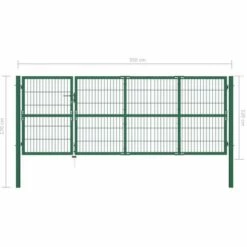 Hommoo Portail De Cloture De Jardin Avec Poteaux 350x120 Cm Acier Vert HDV04692 11 Hommoo Portail De Cloture De Jardin Avec Poteaux 350x120 Cm Acier Vert HDV04692 -Portail Soldes Boutique 25257633 5
