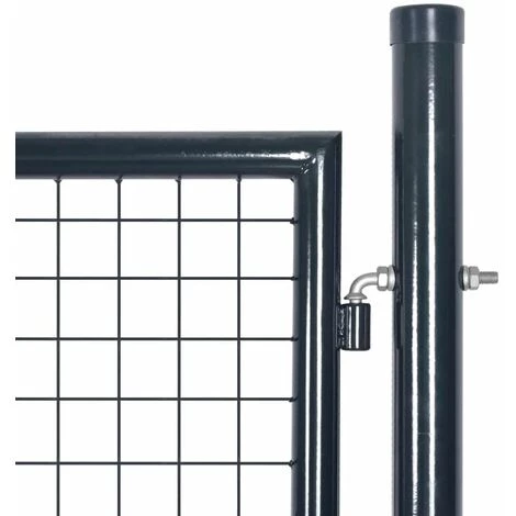 Hommoo Portail En Maille De Jardin Acier Galvanise 85,5x100 Cm Gris HDV05286 5 Hommoo Portail En Maille De Jardin Acier Galvanise 85,5x100 Cm Gris HDV05286 – Image 3