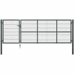 Hommoo Portillon Avec Poteaux Acier 350 X 100 Cm Anthracite HDV06010