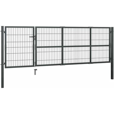 Hommoo Portillon Avec Poteaux Acier 350 X 100 Cm Anthracite HDV06010 4 Hommoo Portillon Avec Poteaux Acier 350 X 100 Cm Anthracite HDV06010 – Image 2