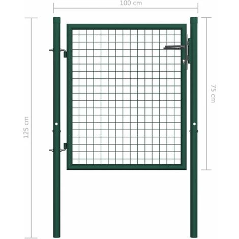Hommoo Portail De Cloture Acier 100x75 Cm Vert HDV06526 7 Hommoo Portail De Cloture Acier 100x75 Cm Vert HDV06526 – Image 5