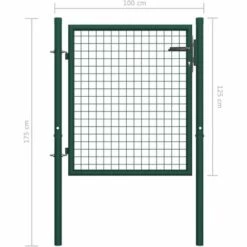 Hommoo Portail De Cloture Acier 100x125 Cm Vert HDV06527 -Portail Soldes Boutique 25257887 5