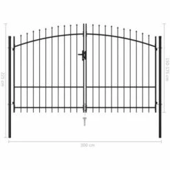 Hommoo Portillon Double Porte Avec Dessus A Pointe Acier 3x1,75 M Noir HDV06531 11 Hommoo Portillon Double Porte Avec Dessus A Pointe Acier 3x1,75 M Noir HDV06531 -Portail Soldes Boutique 25257907 5