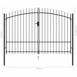 Hommoo Portillon Double Porte Avec Dessus A Pointe Acier 3x2 M Noir HDV06532 11 Hommoo Portillon Double Porte Avec Dessus A Pointe Acier 3x2 M Noir HDV06532 -Portail Soldes Boutique 25257910 5