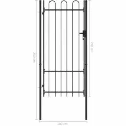 Hommoo Portillon Simple Porte Avec Dessus Arque Acier 1x2 M Noir HDV06534 -Portail Soldes Boutique 25257915 5