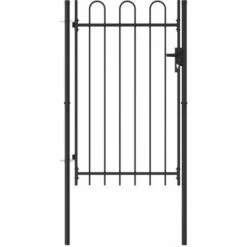 Hommoo Portillon Simple Porte Avec Dessus Arque Acier 1x1,5 M Noir HDV06543