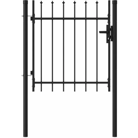 Hommoo Portillon Simple Porte Avec Dessus A Pointe Acier 1x1 M Noir HDV06544 3 Hommoo Portillon Simple Porte Avec Dessus A Pointe Acier 1x1 M Noir HDV06544